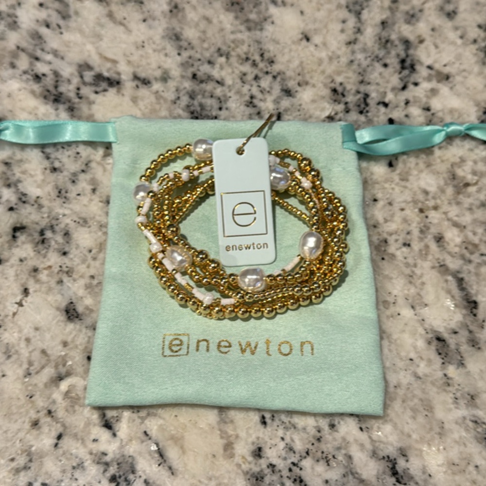 Newton Gold and White Beaded Bracelet